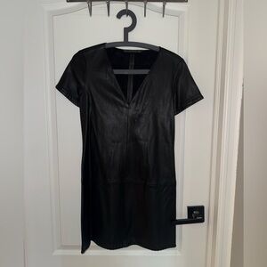 Zara Black Mini Straight Leather Dress
